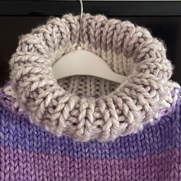 Handmade Heavy Handknit Turtleneck Sweater/Shawl - Picture 2 of 5